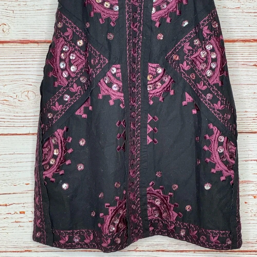 NWT Free People Black Magic Embroidered Sheath Dress Sz 10